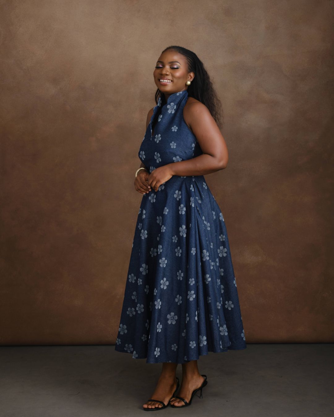 Yobe Floral Denim Dress